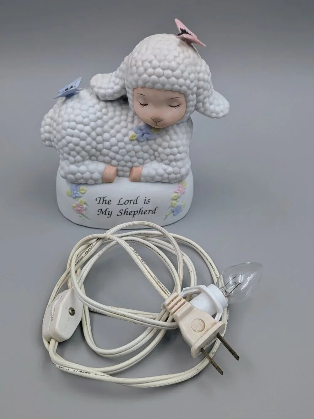 Vintage Autom Porcelain Lamb Night Light - The Lord is My Shepherd